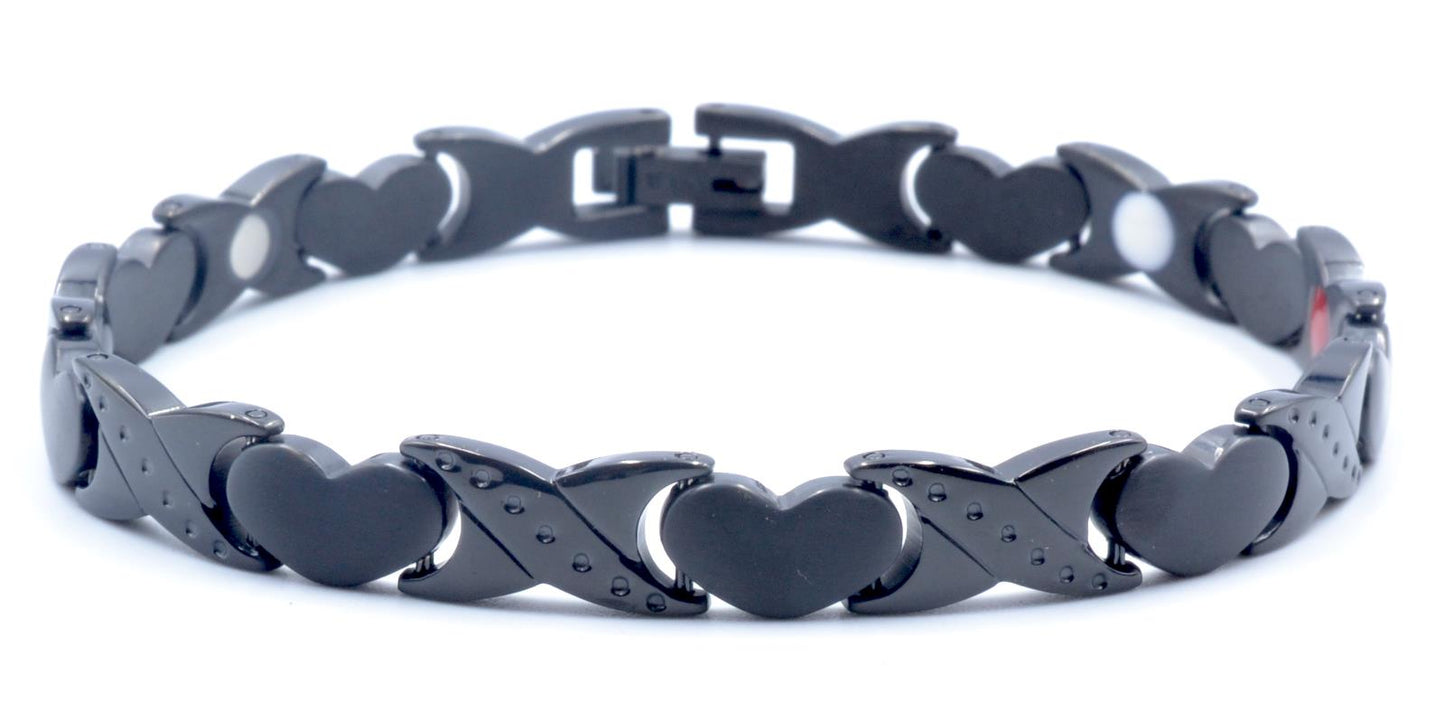 Origin Black Titanium Women's Magnetic Heart Bracelet, Includes Germanium – by North By North East – Magnetic Signs