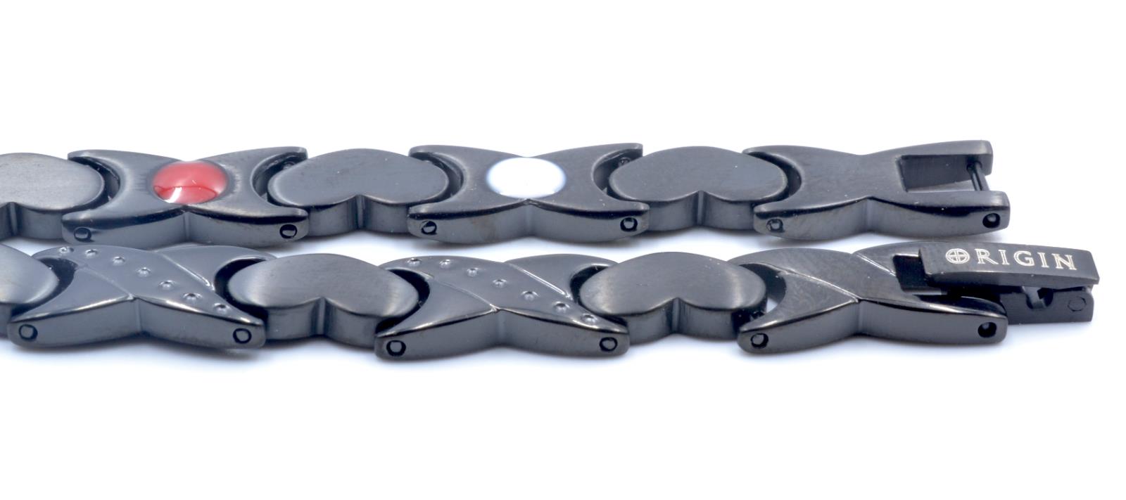Origin Black Titanium Women's Magnetic Heart Bracelet, Includes Germanium – by North By North East – Magnetic Signs