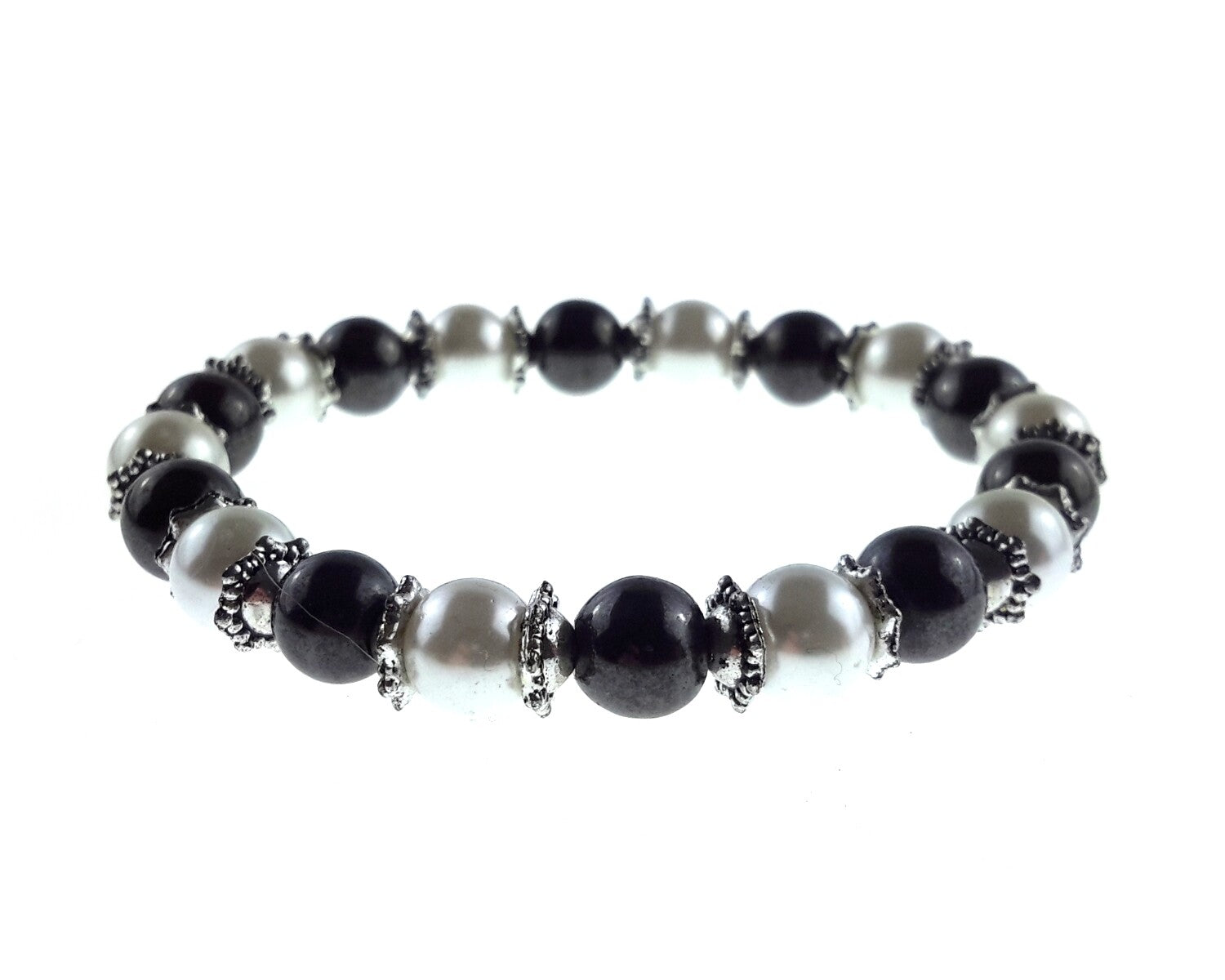 Lava Bead Hematite Black and Silver Pearl – by North By North East – Signs