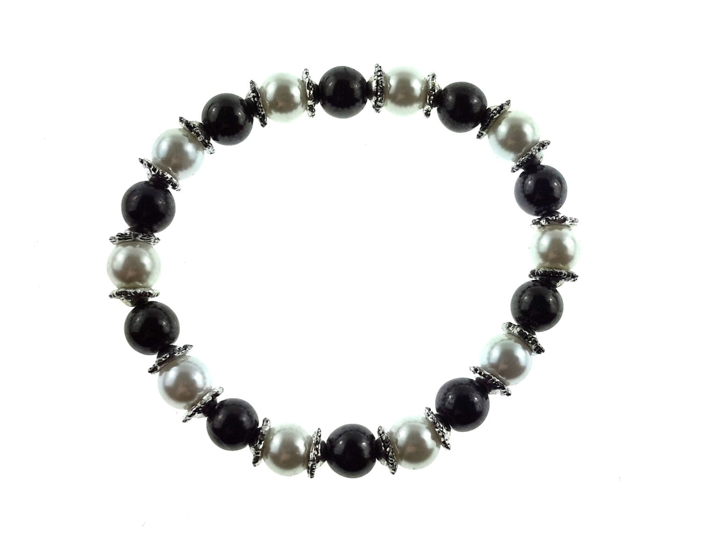 Lava Bead Hematite Black and Silver Pearl – by North By North East – Signs