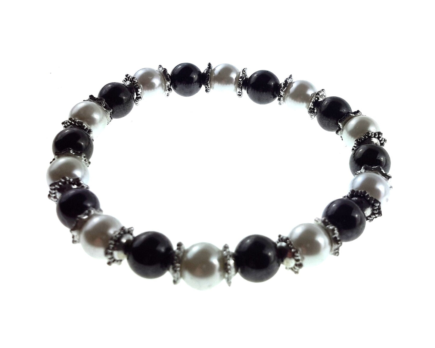 Lava Bead Hematite Black and Silver Pearl – by North By North East – Signs