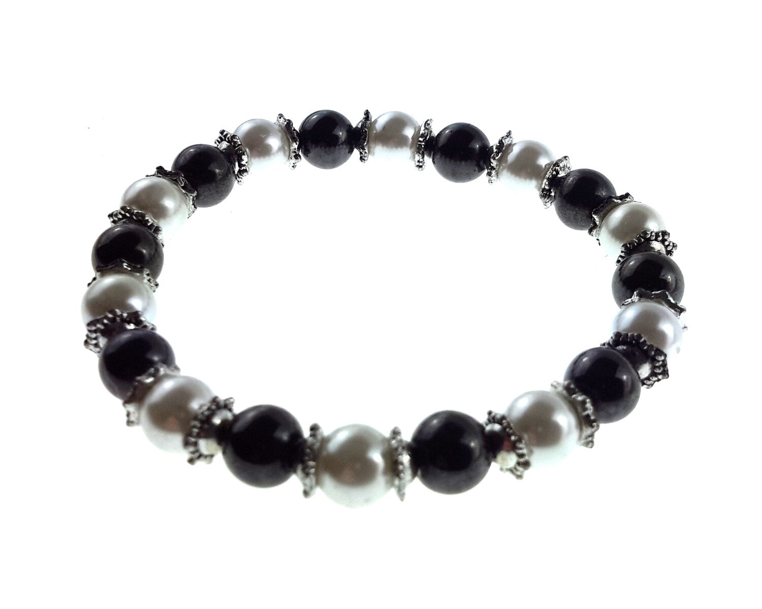Lava Bead Hematite Black and Silver Pearl – by North By North East – Signs