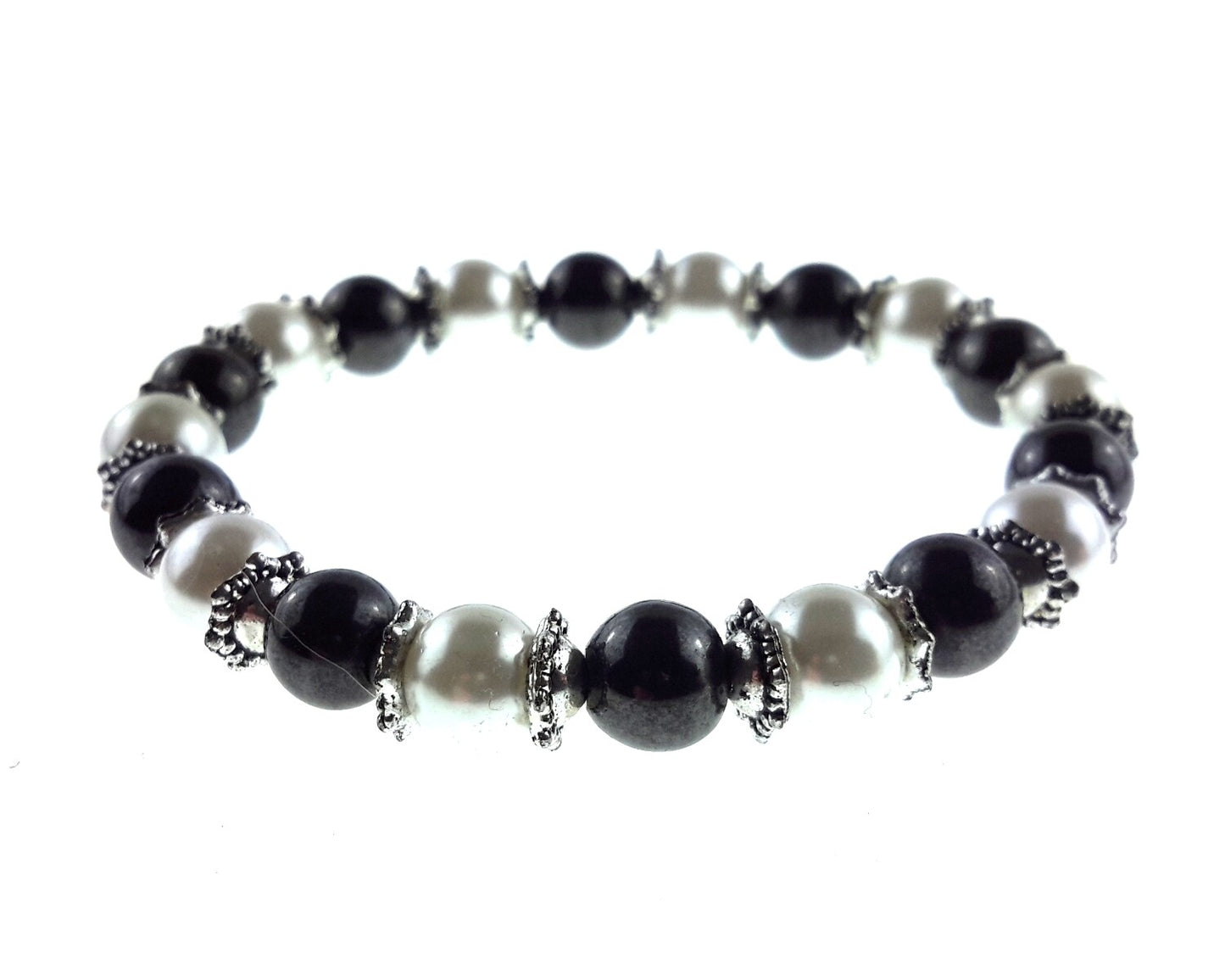 Lava Bead Hematite Black and Silver Pearl – by North By North East – Signs