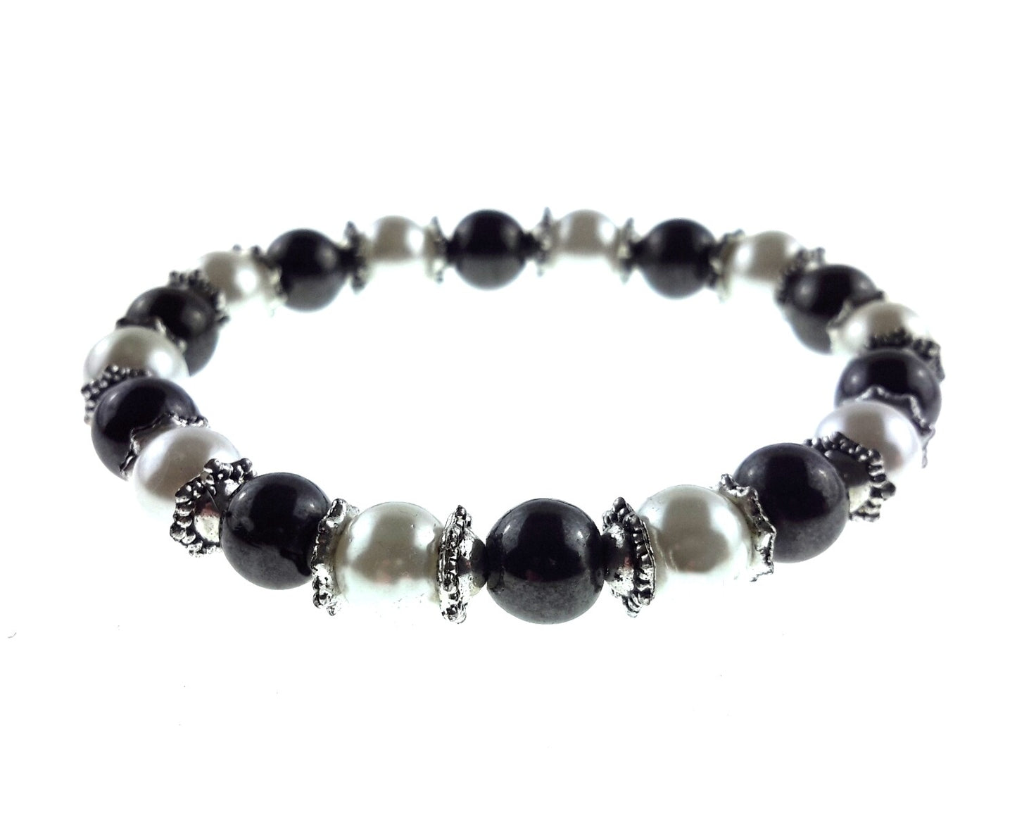 Lava Bead Hematite Black and Silver Pearl – by North By North East – Signs