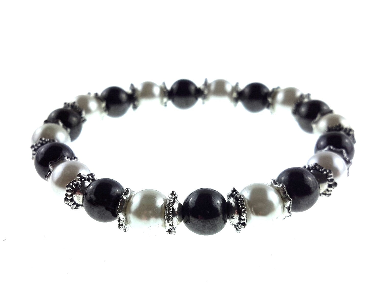 Lava Bead Hematite Black and Silver Pearl – by North By North East – Signs