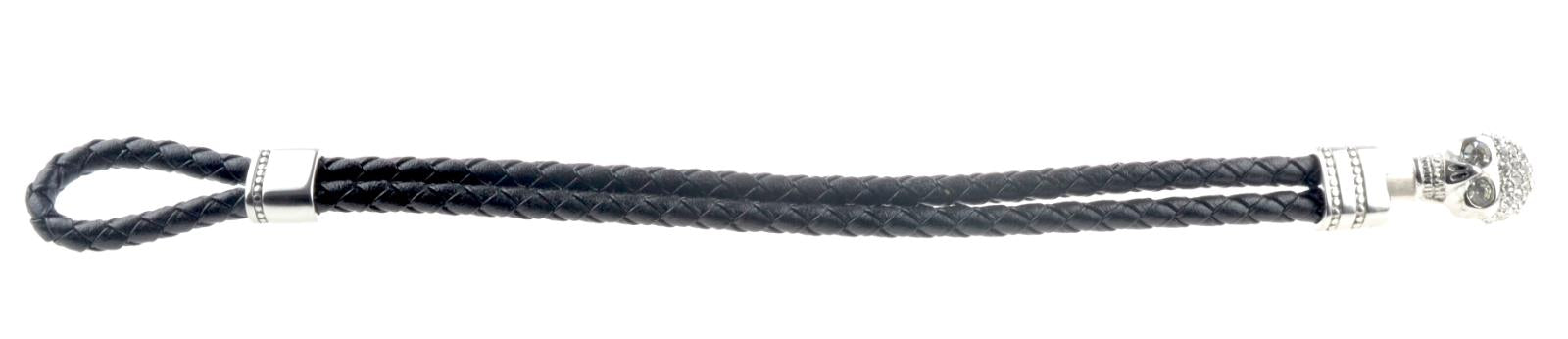 Black Leather Wrap Gothic Bracelet with Skull Clasp – by North By North East – Signs