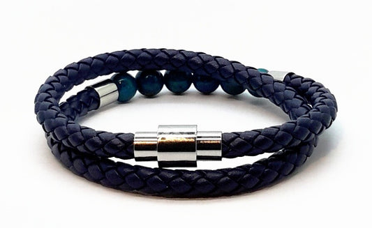 Blue Wrap Leather Bracelet with Beads – by North By North East – Signs