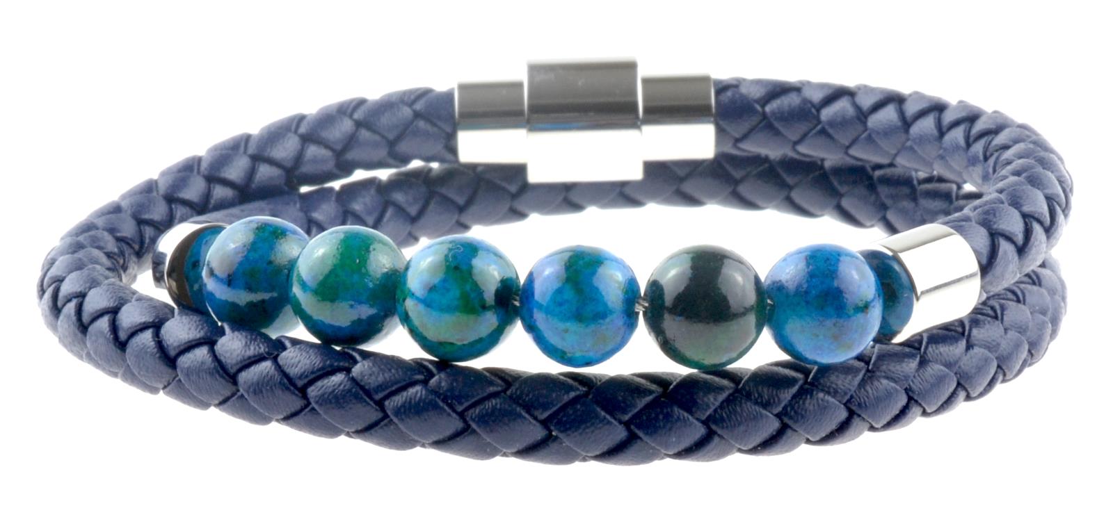 Blue Wrap Leather Bracelet with Beads – by North By North East – Signs
