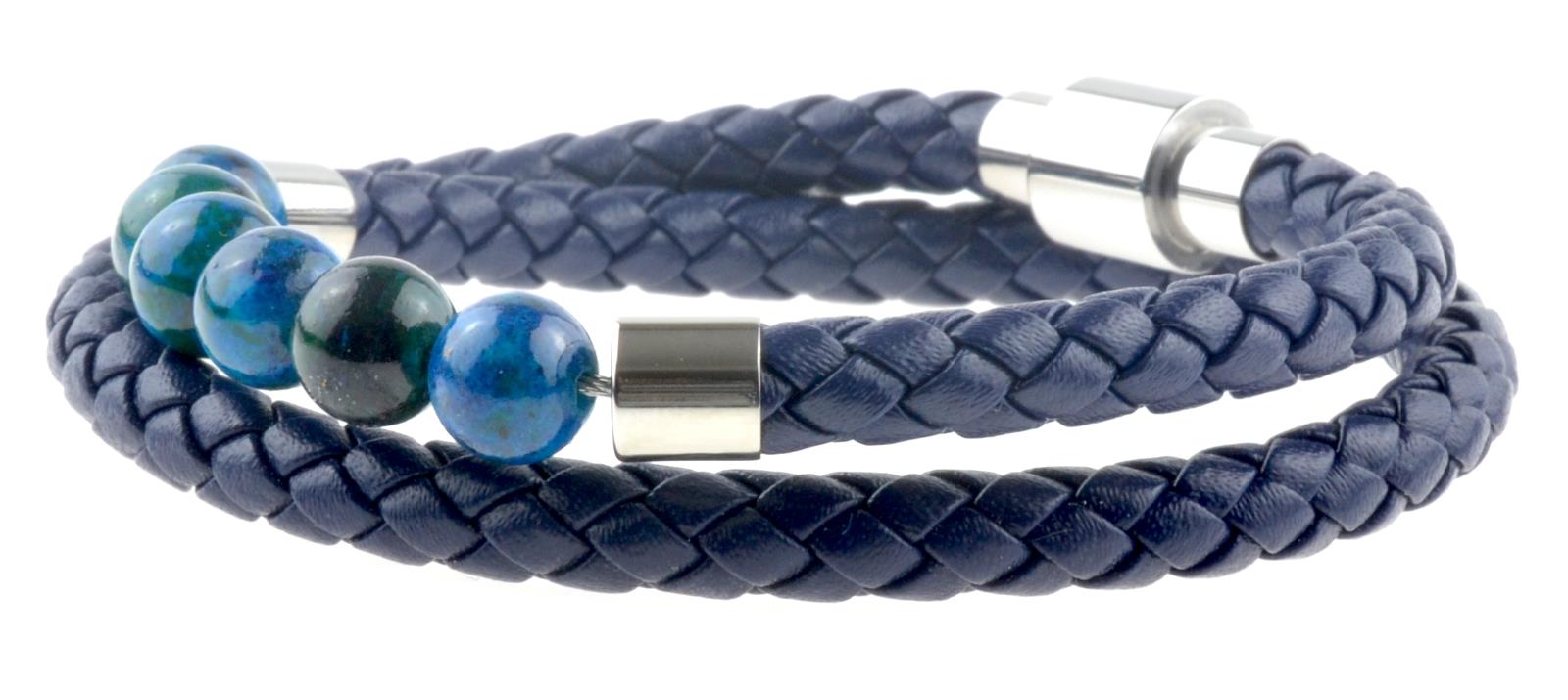 Blue Wrap Leather Bracelet with Beads – by North By North East – Signs