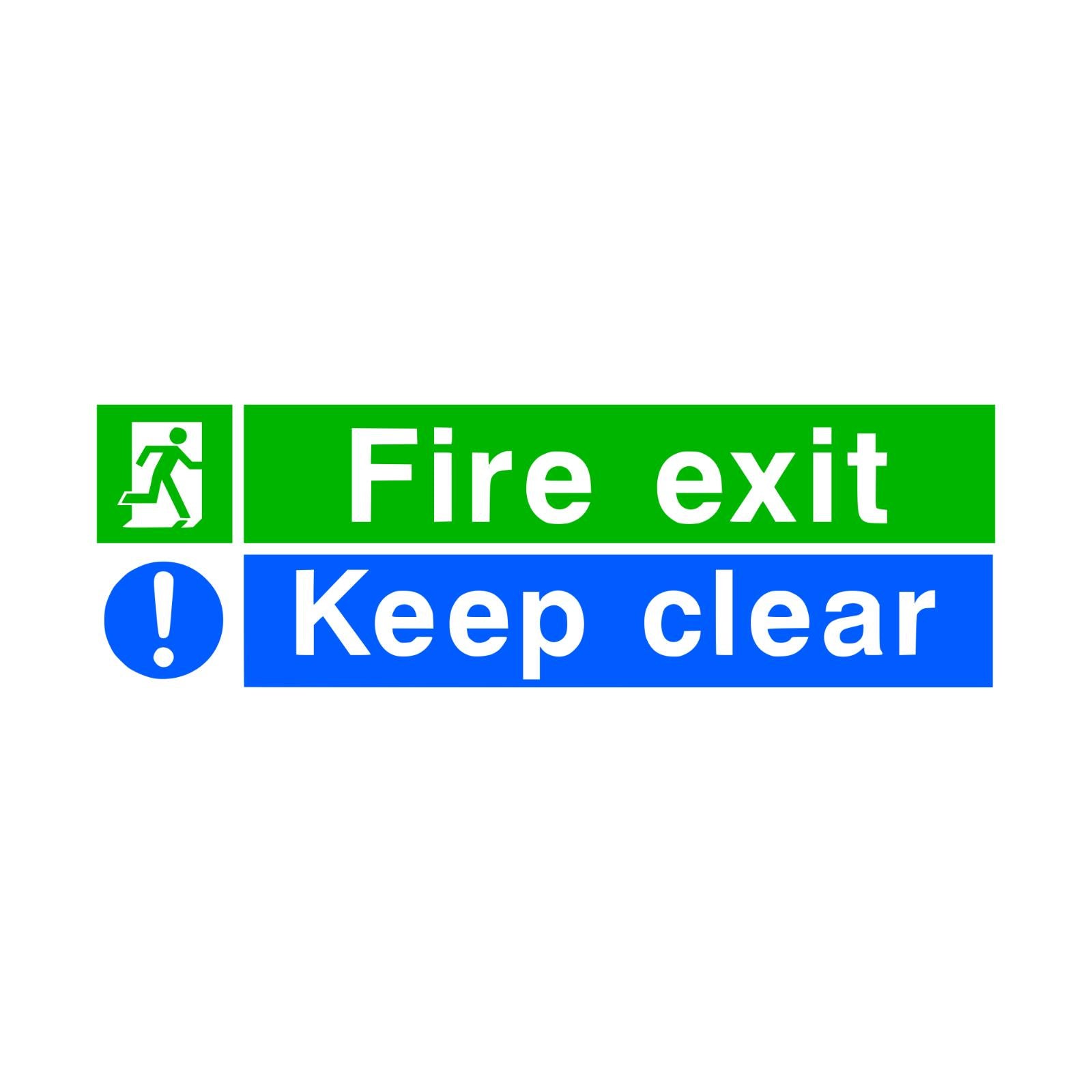Fire Exit Keep Clear Stickers- Two Sizes Available, Medium or Large. – by North By North East – Safety & Warning Signs