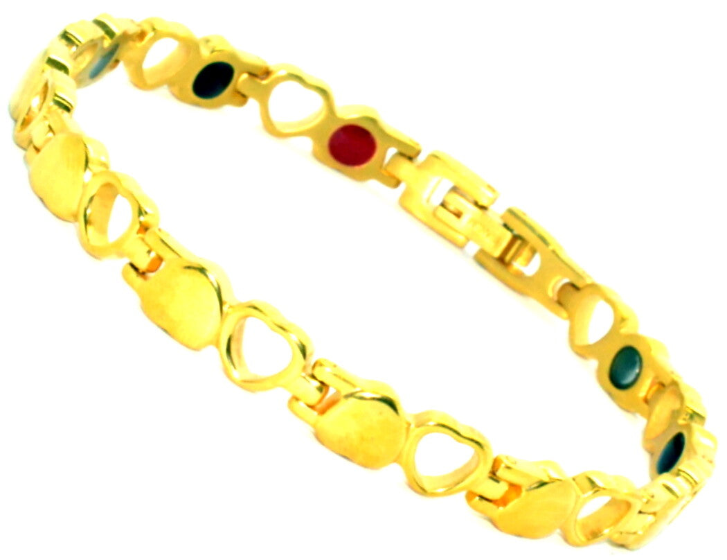Gold Coloured Titanium Women's Chain Bracelet, Includes Germanium - Pack of 10 – by North By North East – Signs