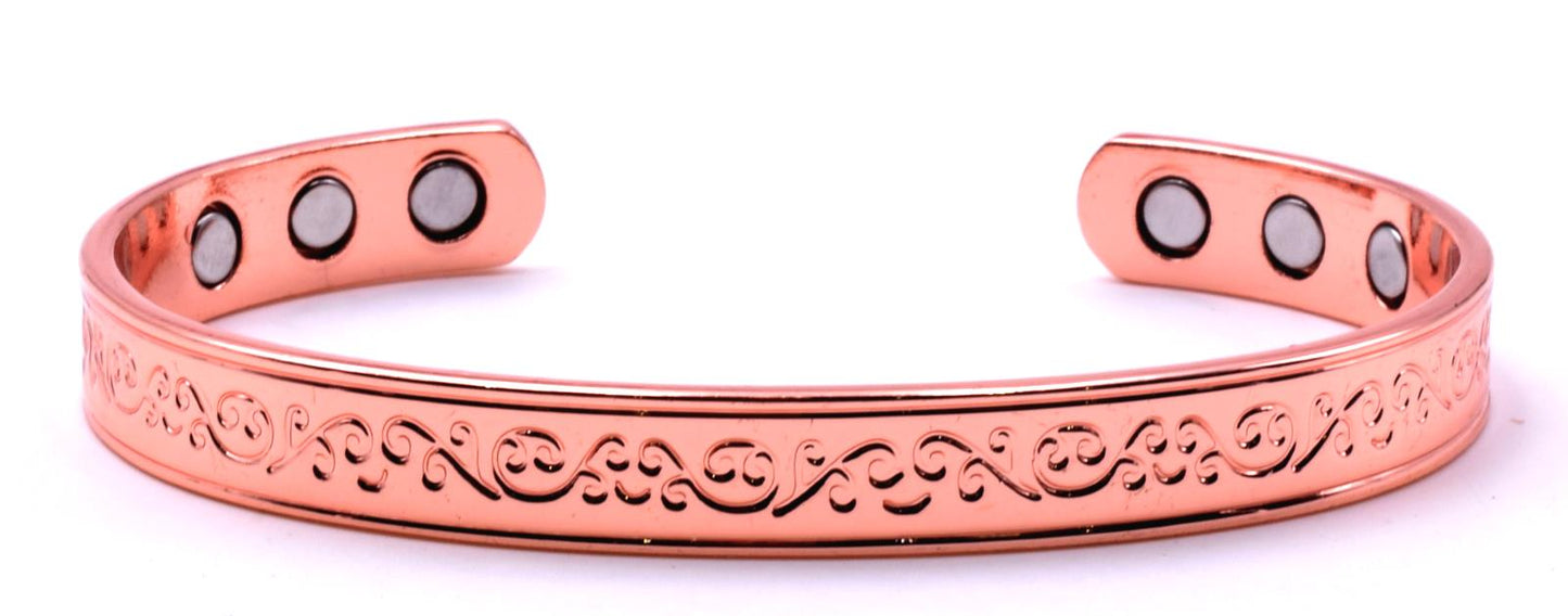 Copper Magnetic Bracelet with Flowers - 10mm wide (pack of 10) – by North By North East – Safety & Warning Signs