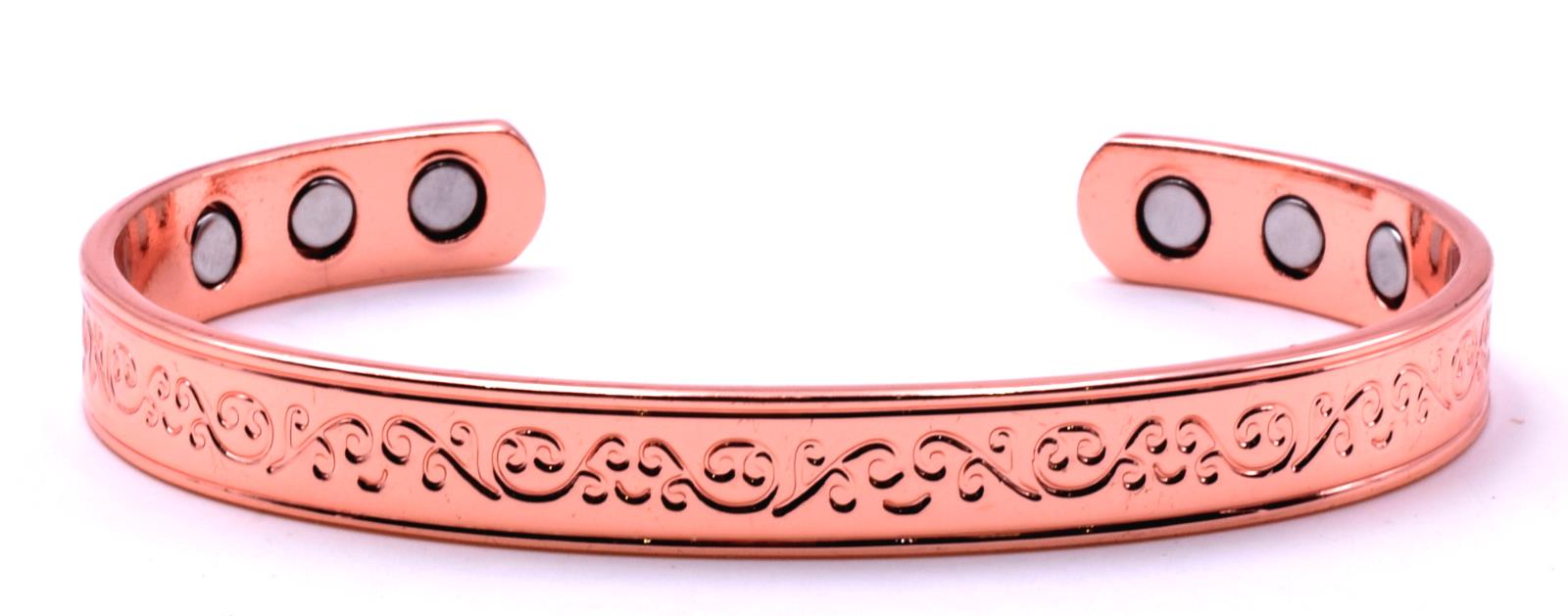 Copper Magnetic Bracelet with Flowers - 10mm wide (pack of 10) – by North By North East – Safety & Warning Signs