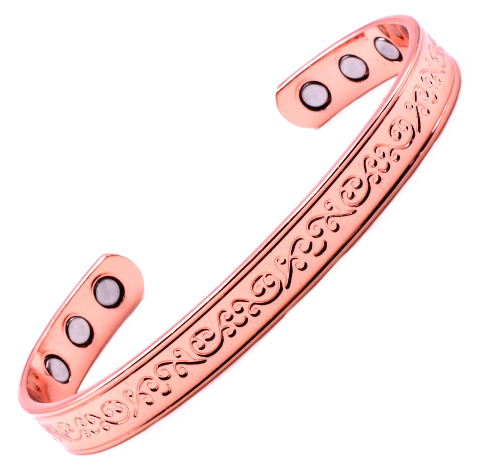 Copper Magnetic Bracelet with Flowers - 10mm wide (pack of 10) – by North By North East – Safety & Warning Signs
