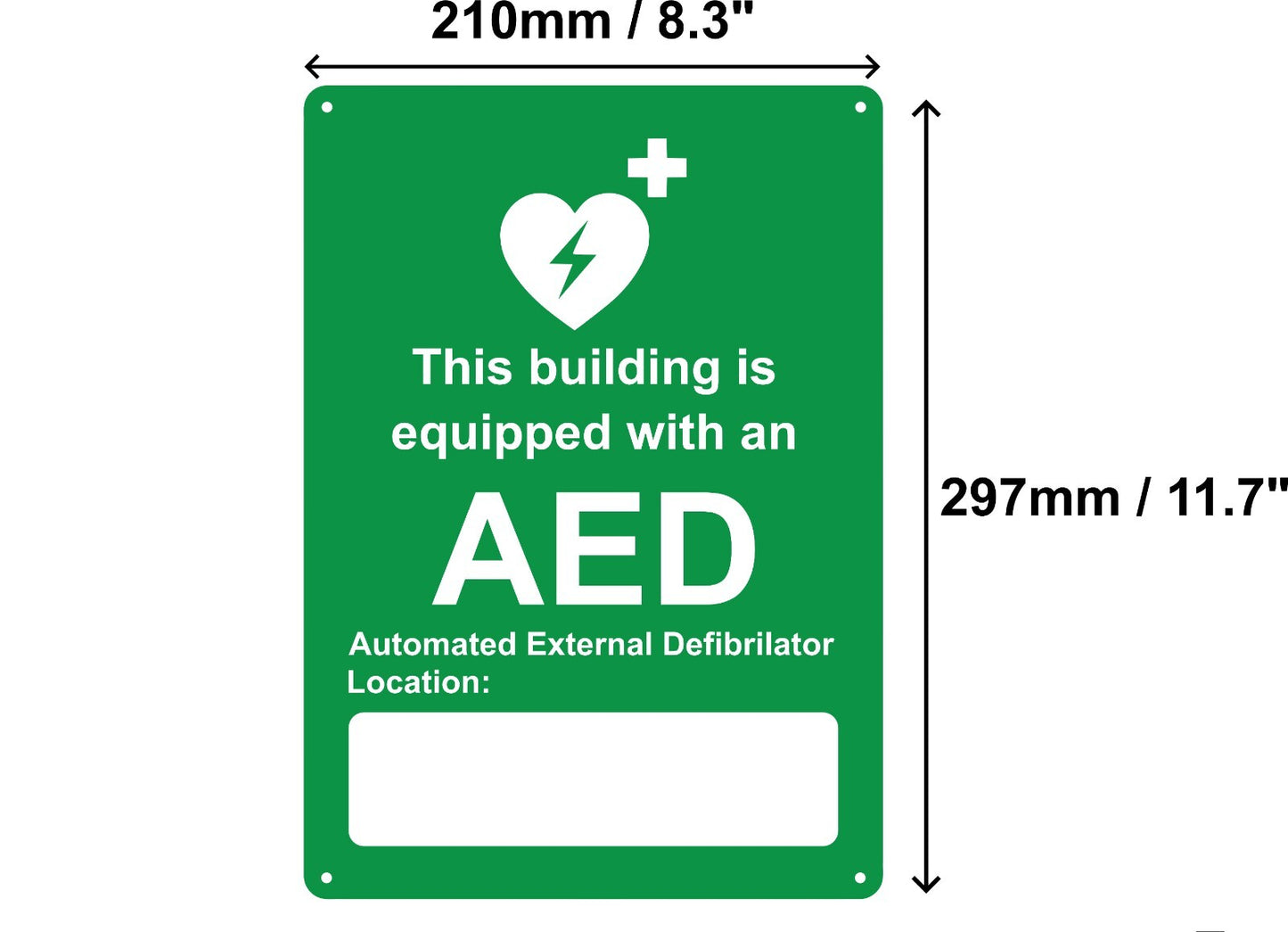 A4 Size Automated External Defibrillator Sign - Durable Aluminum Composite, UV P – by North By North East – Signs
