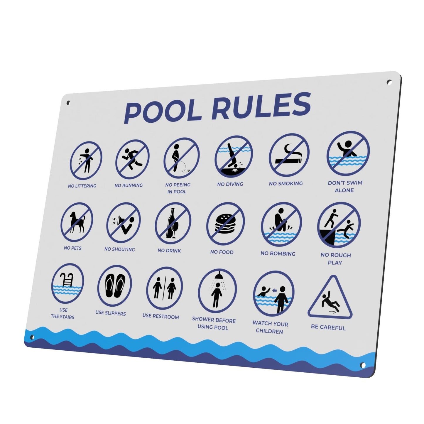 Premium A4 Pool Rules Sign - 3mm Aluminium Composite Panel, Weatherproof – by North By North East – Signs