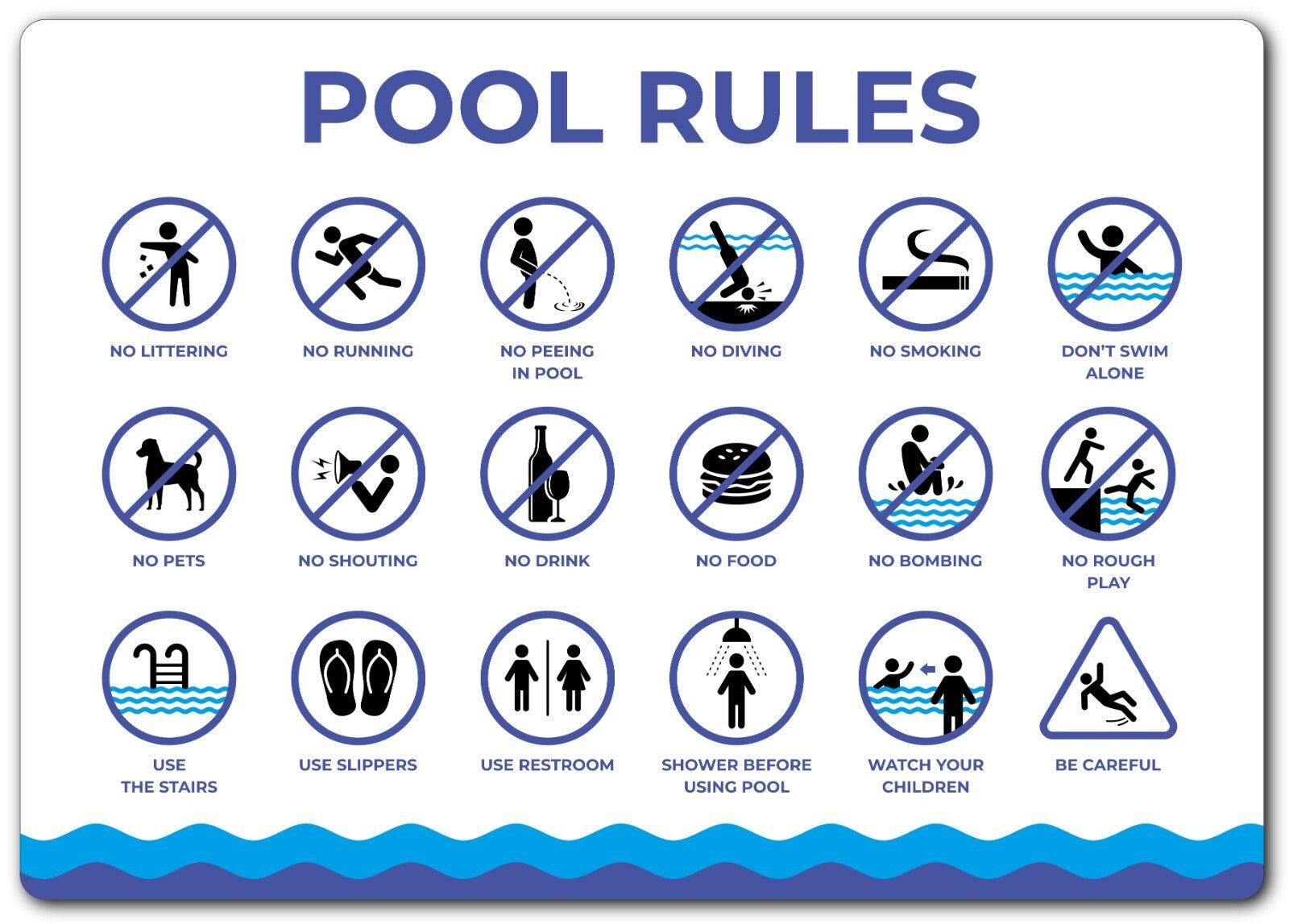 Premium A4 Pool Rules Sign - 3mm Aluminium Composite Panel, Weatherproof – by North By North East – Signs