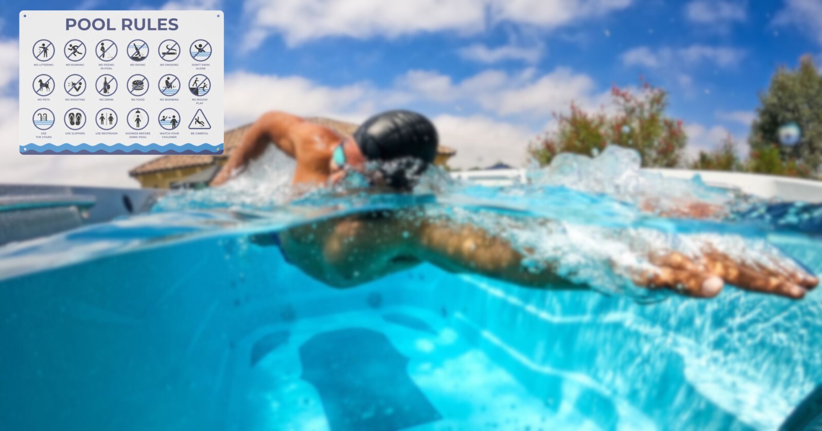 Premium A4 Pool Rules Sign - 3mm Aluminium Composite Panel, Weatherproof – by North By North East – Signs