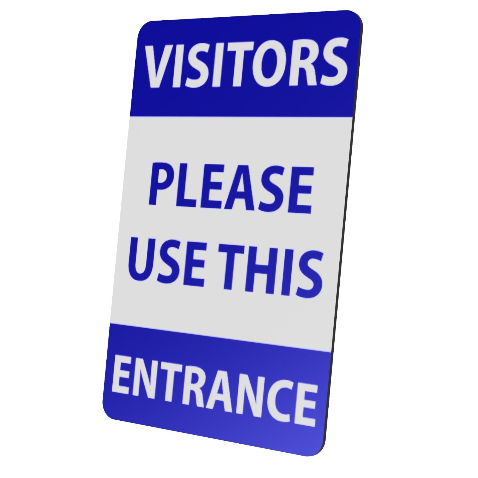 Blue & White "Visitors Please Use This Entrance" Sign - 140mm x 90mm – by North By North East – Signs