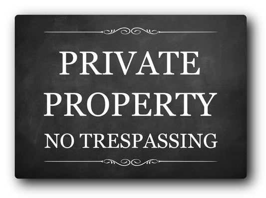 PRIVATE PROPERTY NO TRESPASSING Sign - A4 - 3mm Aluminium Composite – by North By North East – Security & CCTV Signs