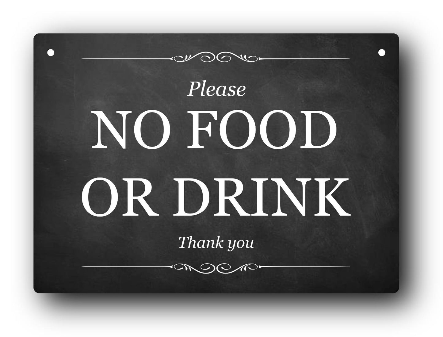 A5 "Please No Food or Drink" Sign – Aluminium, UV Printed, Easy Mounting – by North By North East – Signs