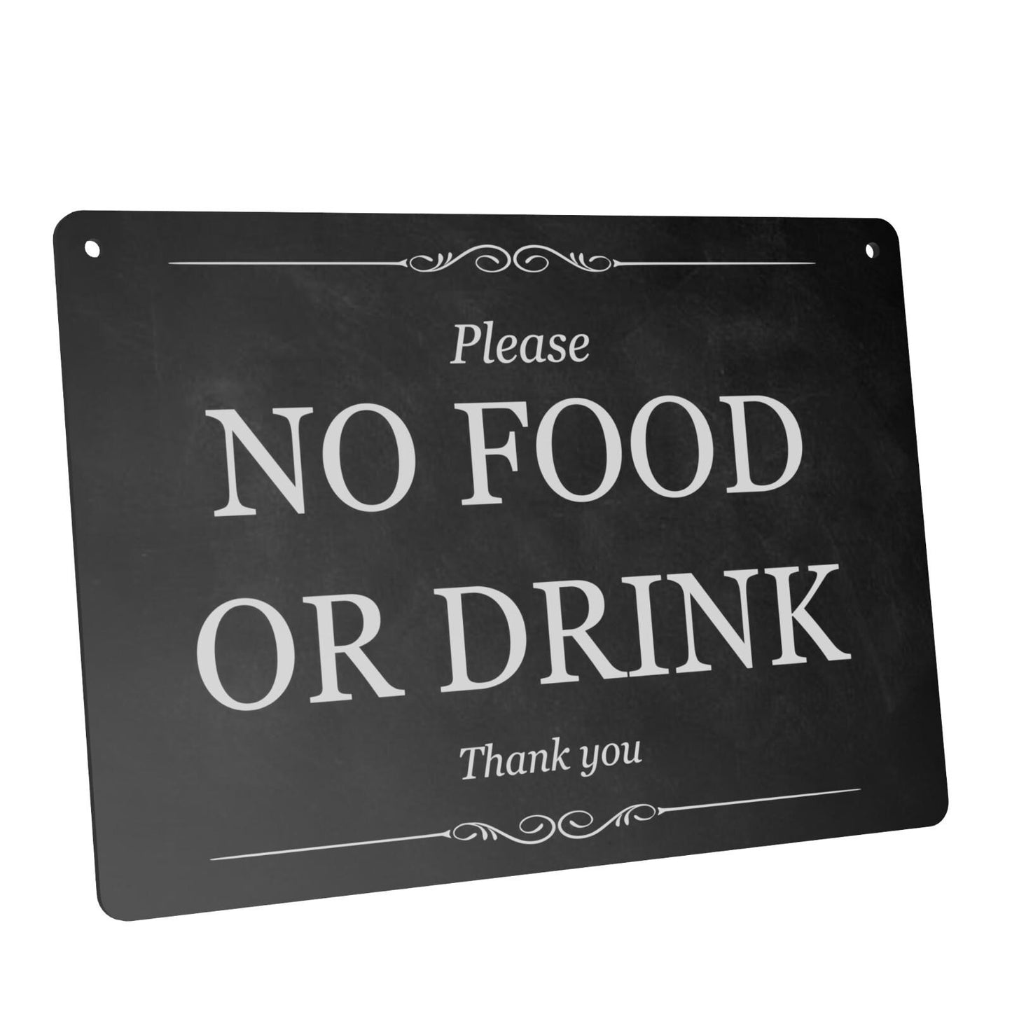 A5 "Please No Food or Drink" Sign – Aluminium, UV Printed, Easy Mounting – by North By North East – Signs