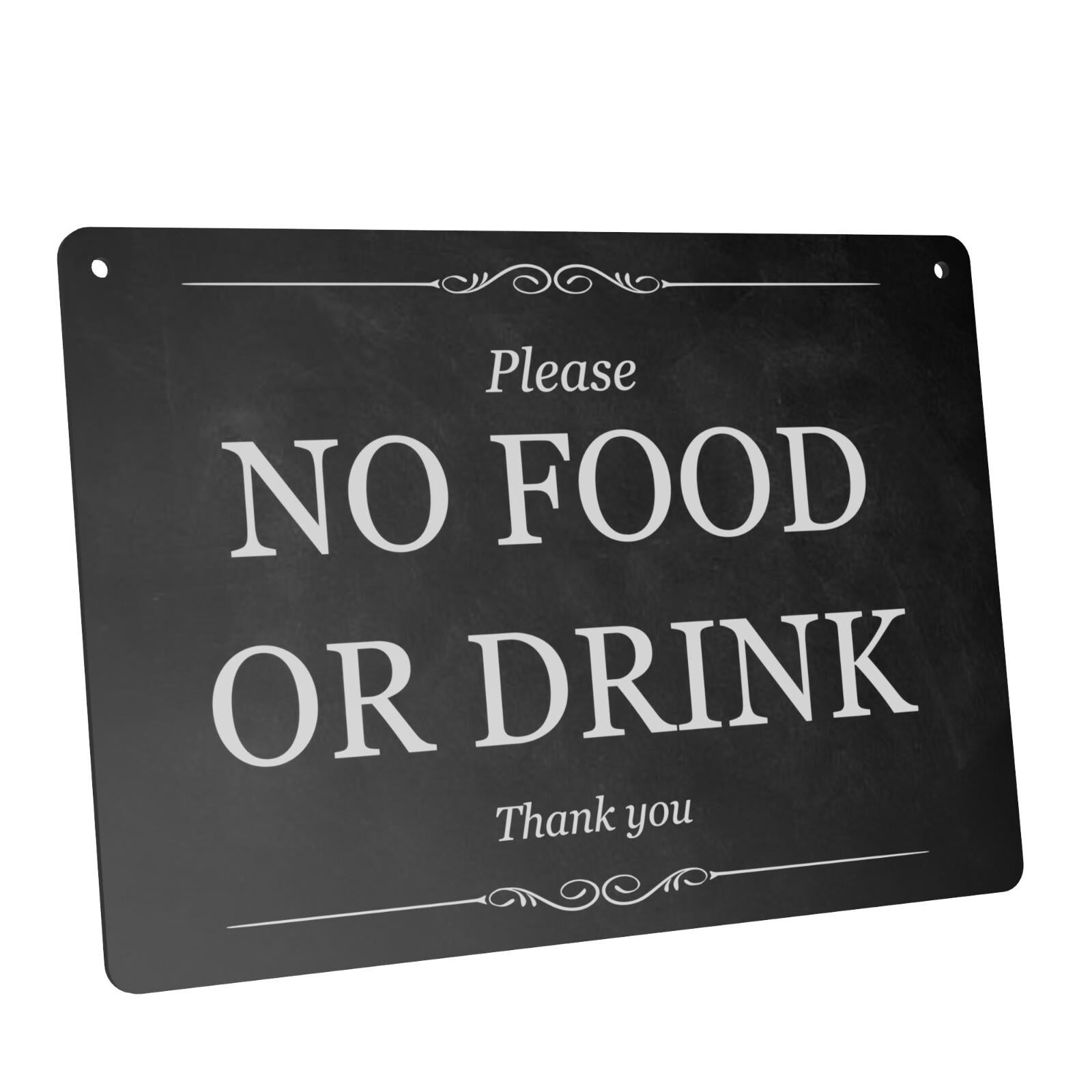 A5 "Please No Food or Drink" Sign – Aluminium, UV Printed, Easy Mounting – by North By North East – Signs