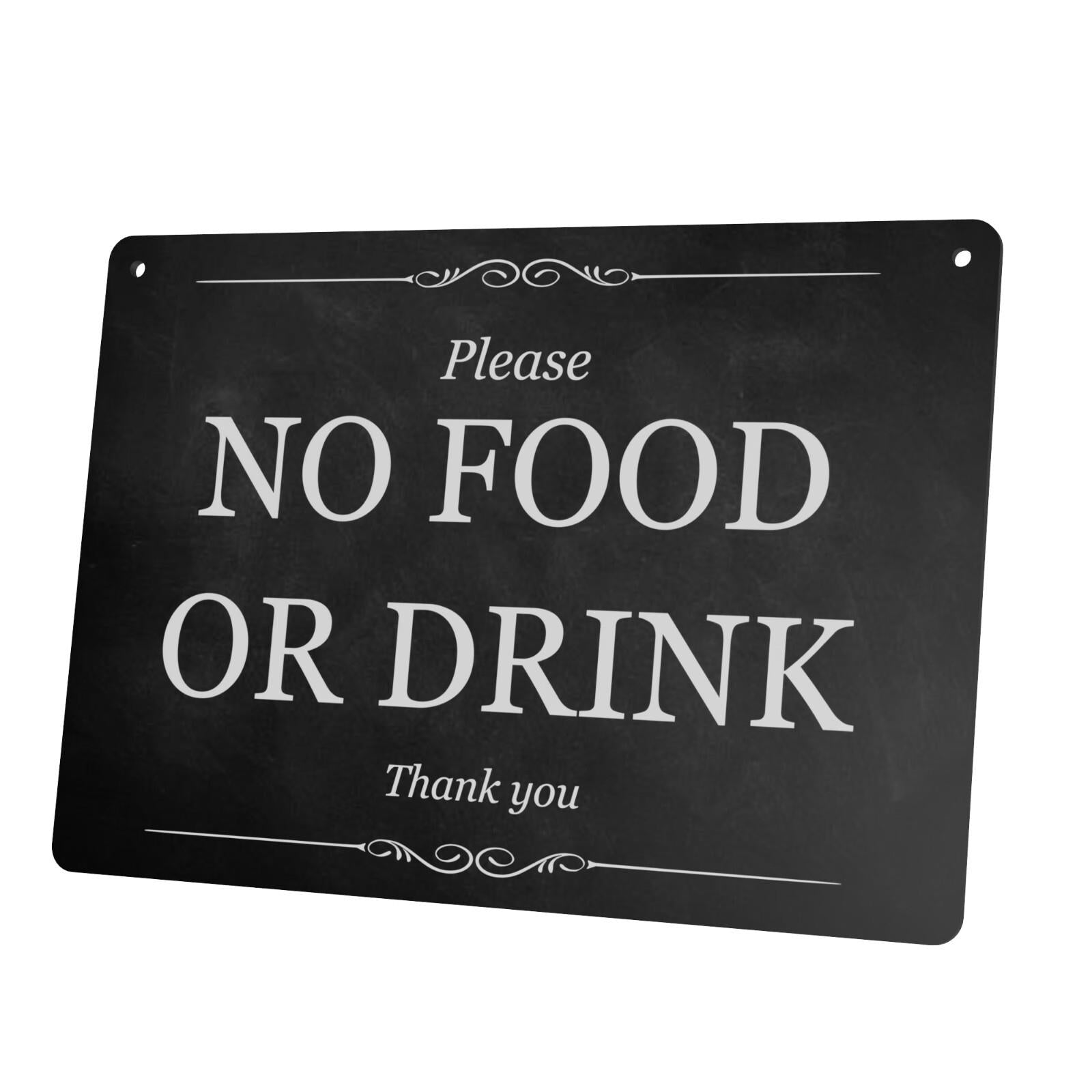 A5 "Please No Food or Drink" Sign – Aluminium, UV Printed, Easy Mounting – by North By North East – Signs