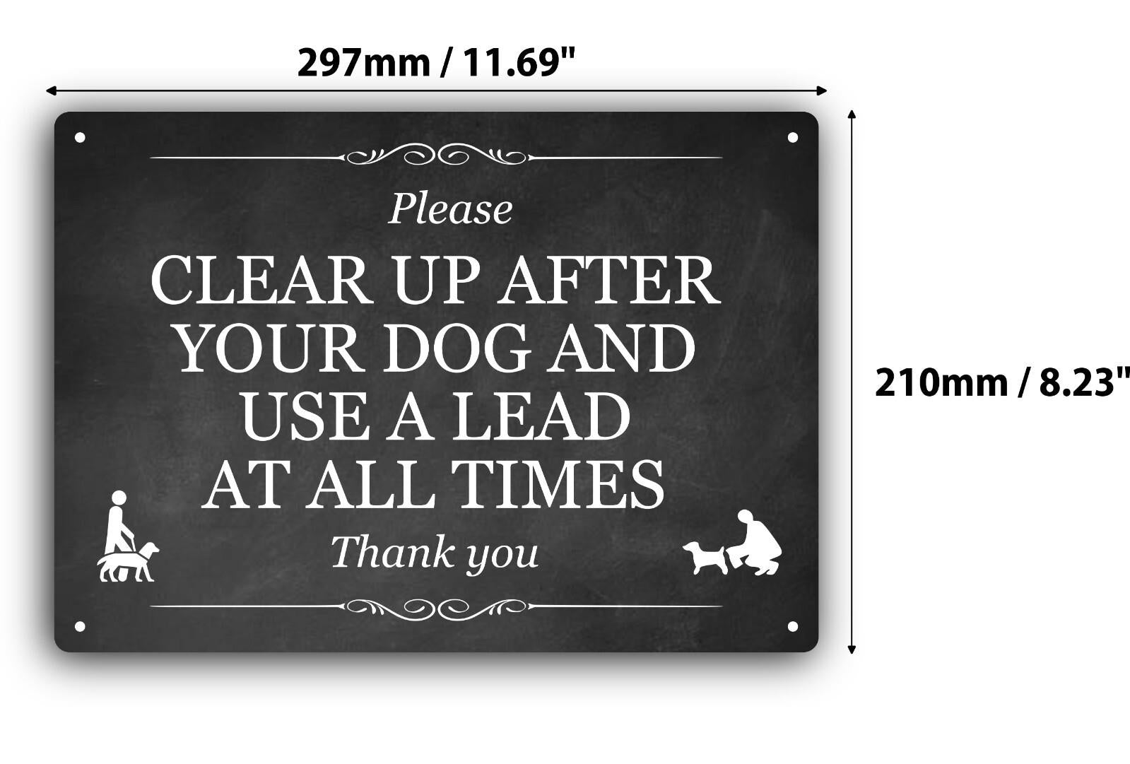 Outdoor Dog Waste and Leash Sign - Aluminum Composite, UV Printed, 11.7" x 8.3" – by North By North East – Signs