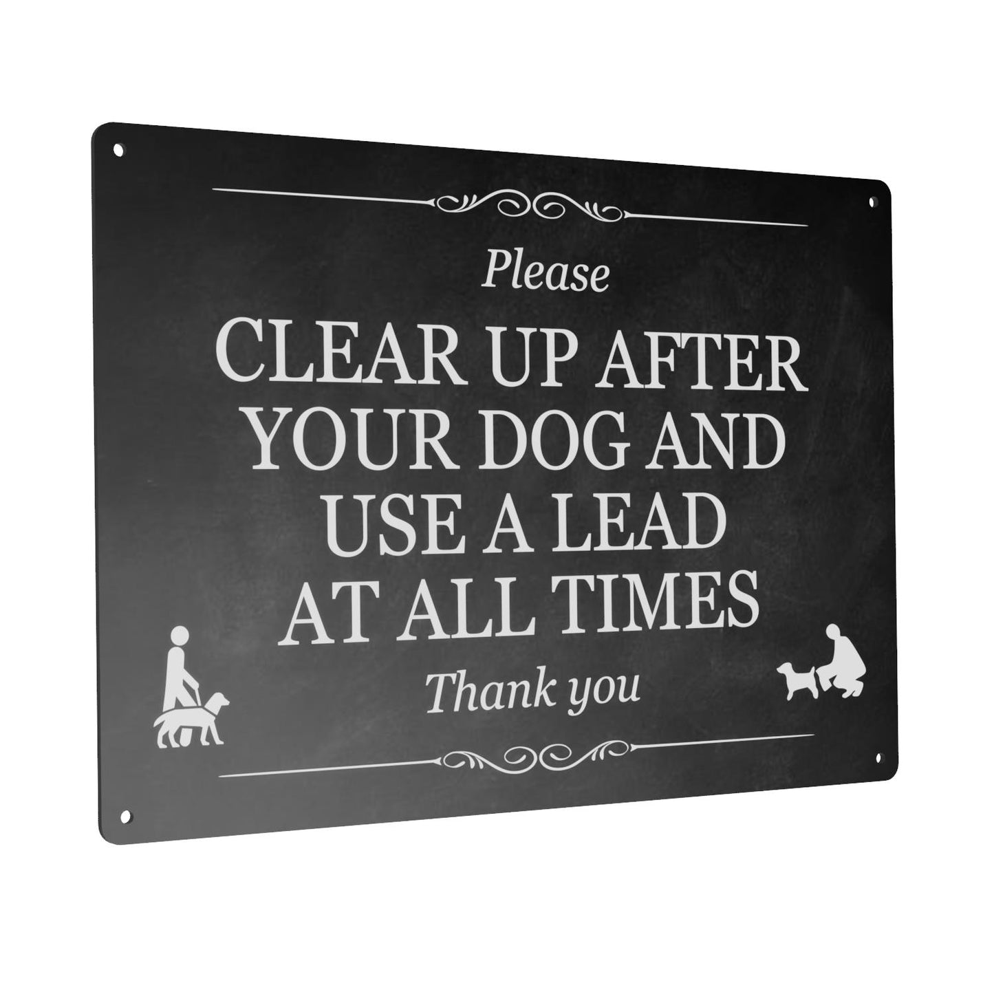 Outdoor Dog Waste and Leash Sign - Aluminum Composite, UV Printed, 11.7" x 8.3" – by North By North East – Signs