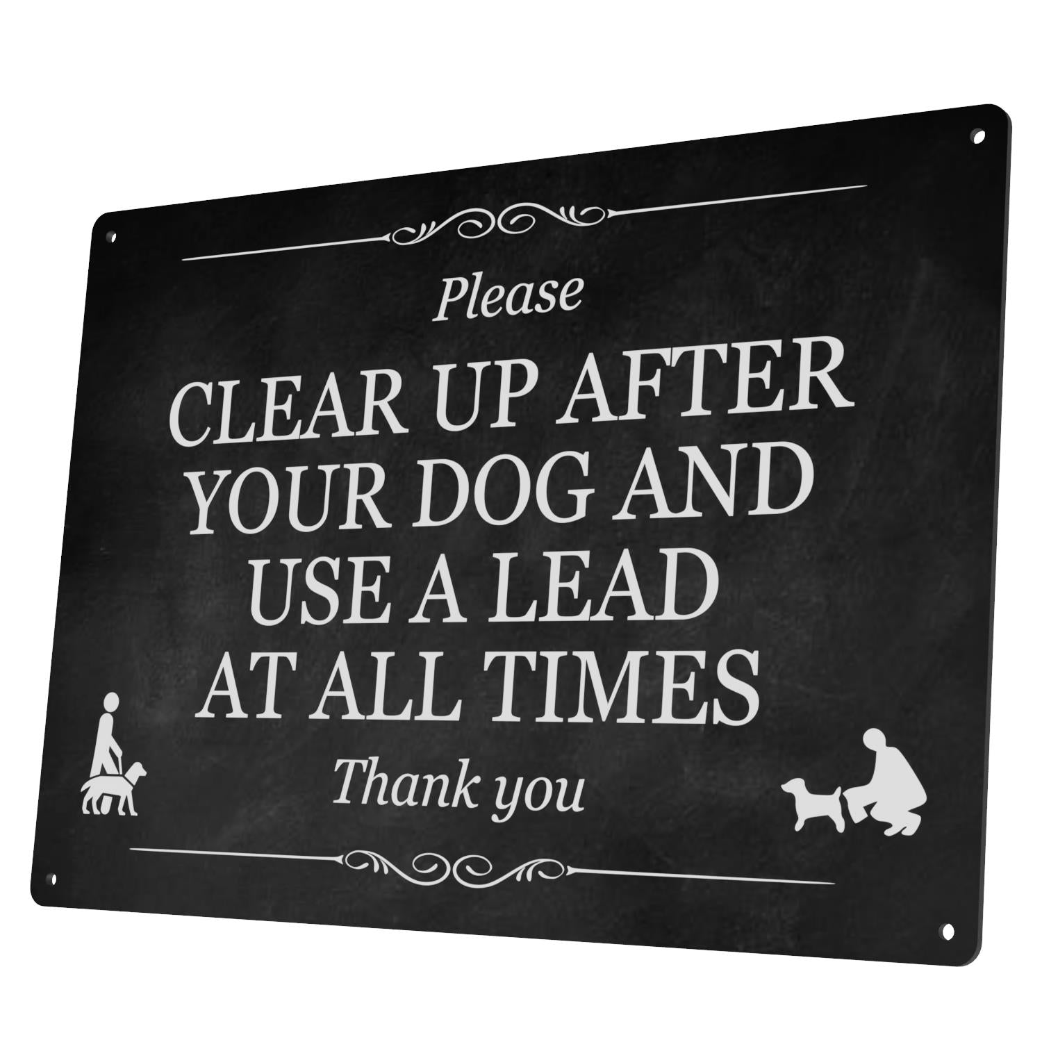 Outdoor Dog Waste and Leash Sign - Aluminum Composite, UV Printed, 11.7" x 8.3" – by North By North East – Signs