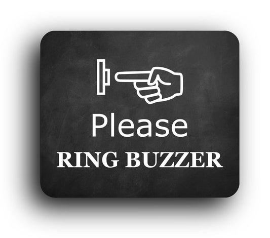 Black Self-Adhesive "Please Ring Buzzer" Sign - 120mm x 100mm – by North By North East – Signs
