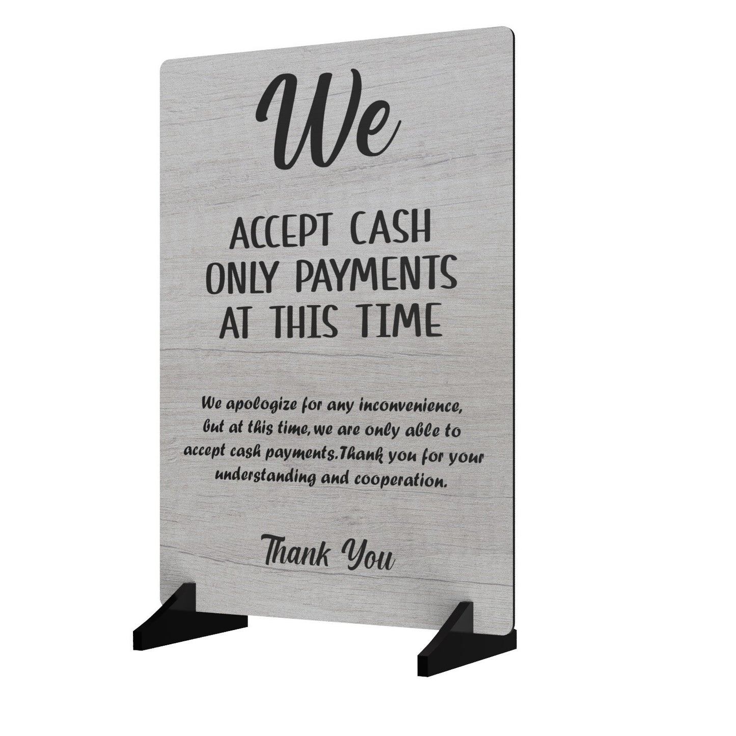 We Accept Cash Only Sign – A4 Aluminium with Acrylic Feet, Counter Display – by North By North East – Signs
