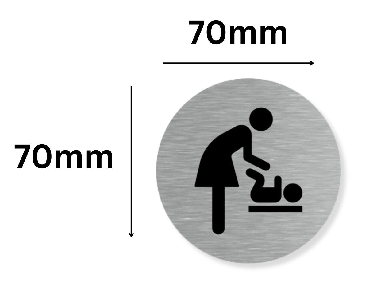 Baby Changing Facility Sign - 70mm Silver Adhesive Circular Sign – by North By North East – Signs