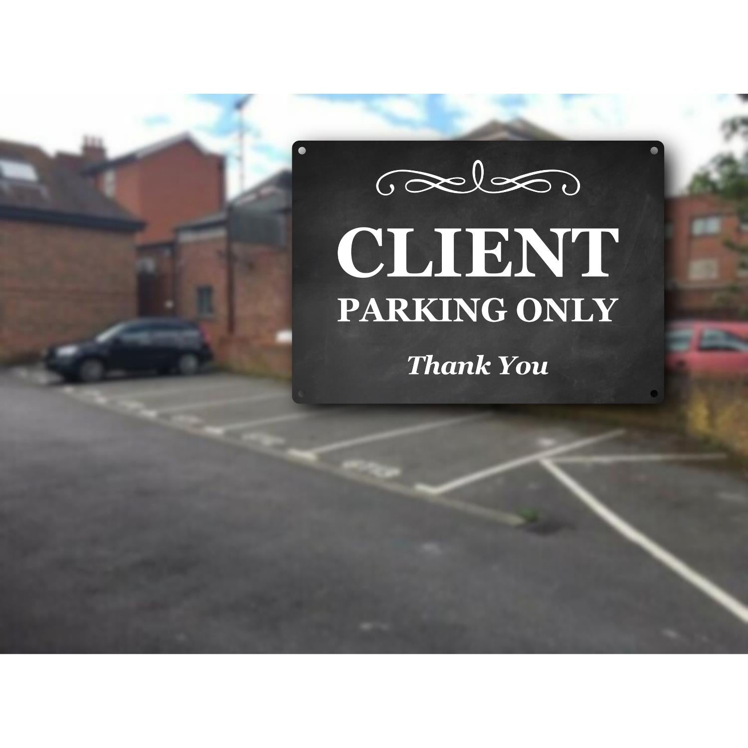 Client Parking Only Sign - Black Aluminium Composite Private Parking Notice – by North By North East – Parking Signs