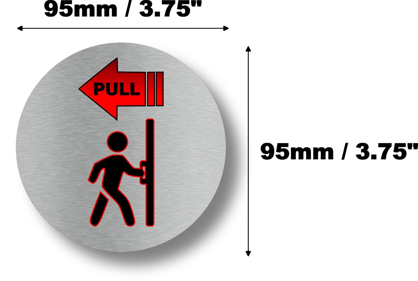 Metallic Silver Push Pull Door Signs Self-Adhesive Aluminium 95mm Easy Install – by North By North East – Business Hours & Policy Signs