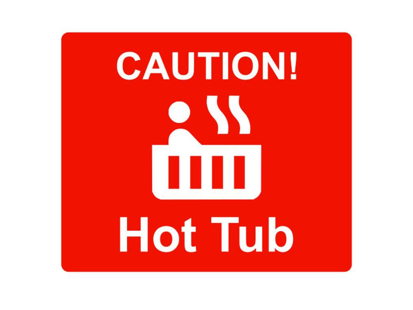 ⚠ Red Aluminium “Caution Hot Tub” Sign – Self-Adhesive Spa Safety Plate – by North By North East – Safety & Warning Signs