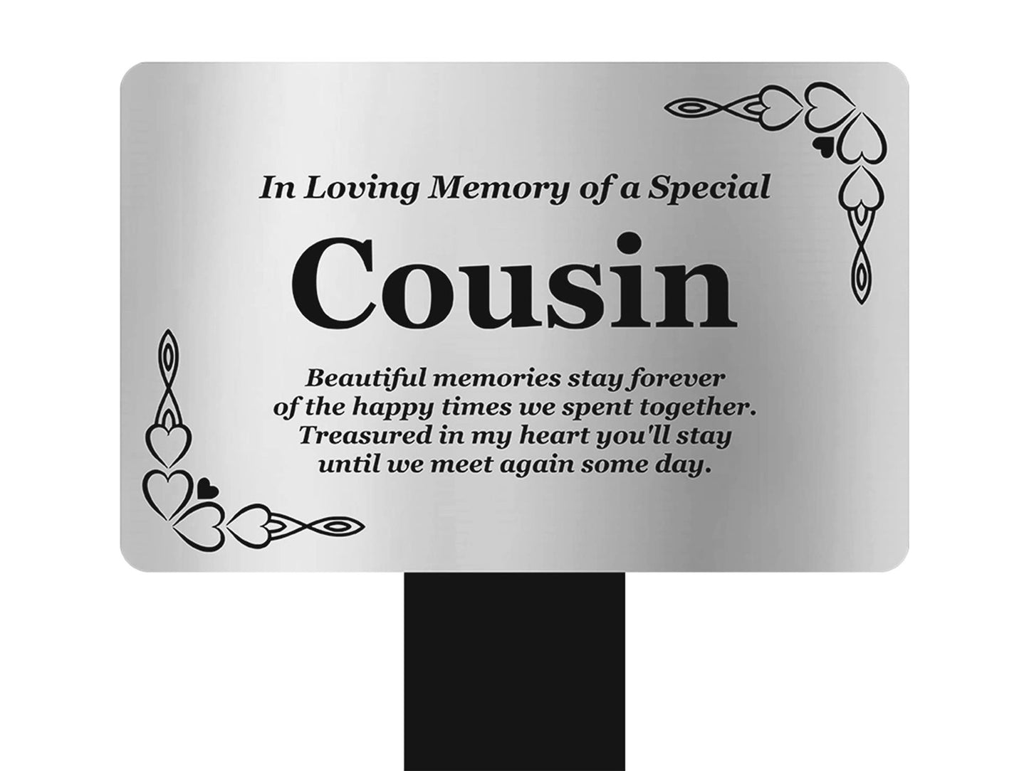 Silver Cousin Memorial Stake – Engraved Acrylic Plaque with Poem, Weatherproof – by North By North East – Plaques & Nameplates