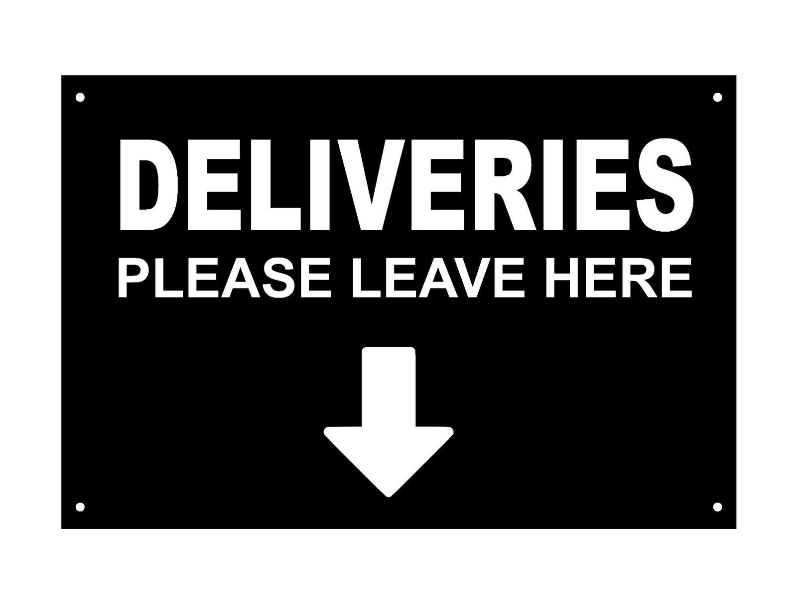 A4 Black Leave Deliveries Here Sign – ACM, Weatherproof, Easy to Read – by North By North East – Business Hours & Policy Signs