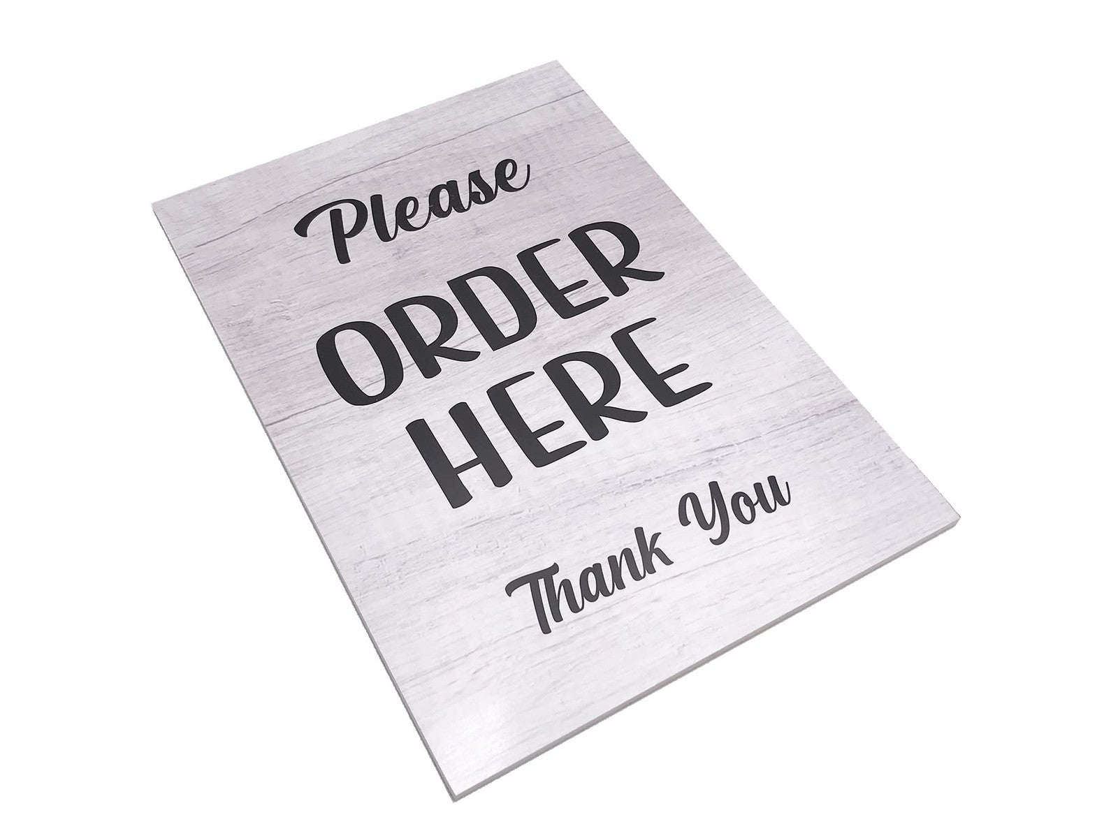 🌫 A4 Grey “Please Order Here” Self-Adhesive ACM Sign for Cafés, Pubs & Shops – by North By North East – Business Hours & Policy Signs