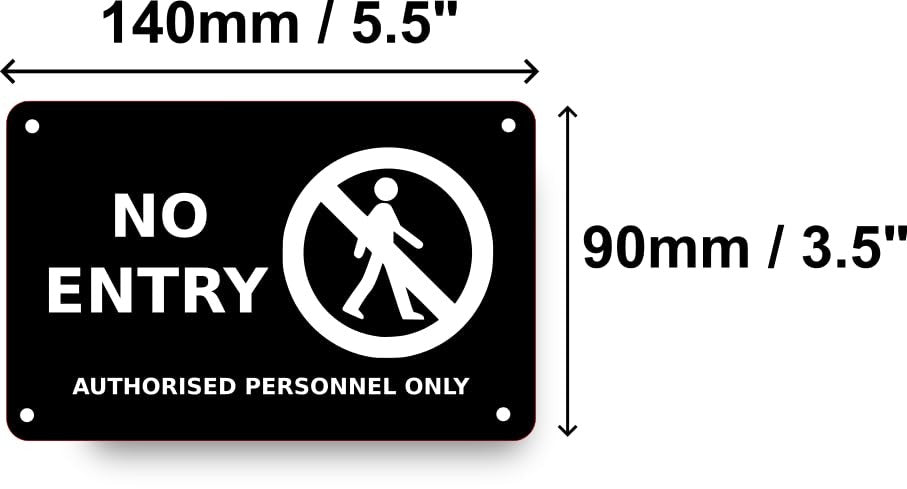 ⚫ Black “No Entry” Sign – White Text & Logo, 3mm Plastic, Indoor/Outdoor Use – by North By North East – Business Hours & Policy Signs