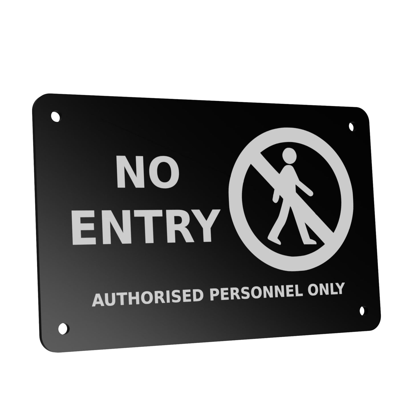 ⚫ Black “No Entry” Sign – White Text & Logo, 3mm Plastic, Indoor/Outdoor Use – by North By North East – Business Hours & Policy Signs