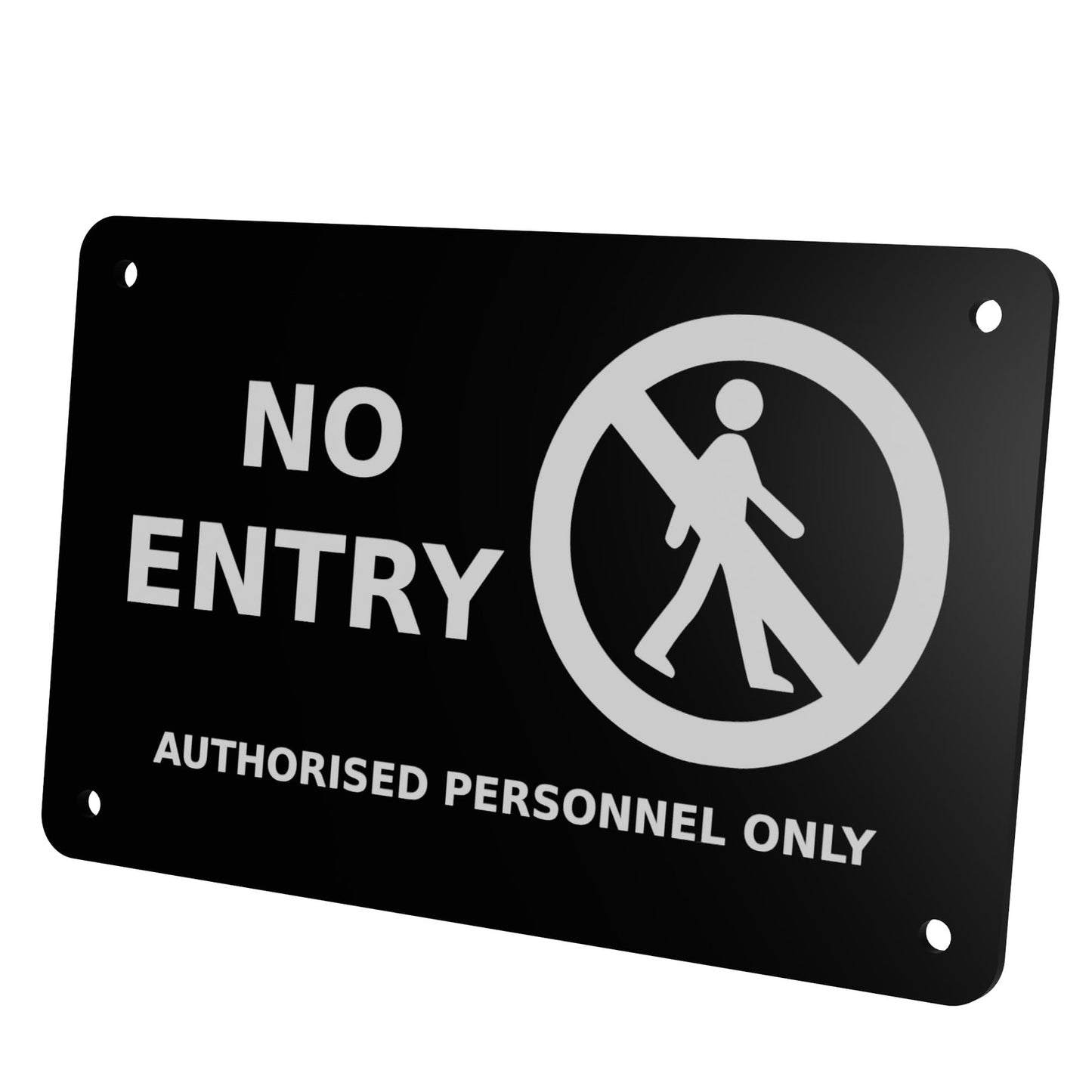 ⚫ Black “No Entry” Sign – White Text & Logo, 3mm Plastic, Indoor/Outdoor Use – by North By North East – Business Hours & Policy Signs