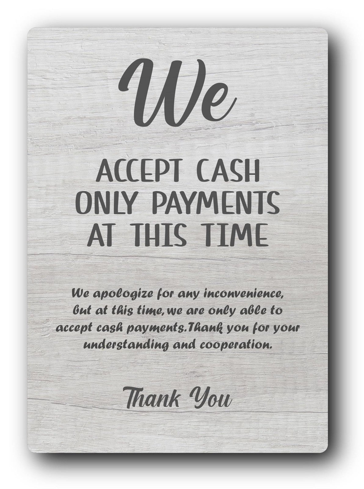 Grey A4 “Cash Only” Payments Sign – Aluminium Composite – UV Printed – Counter o – by North By North East – Signs