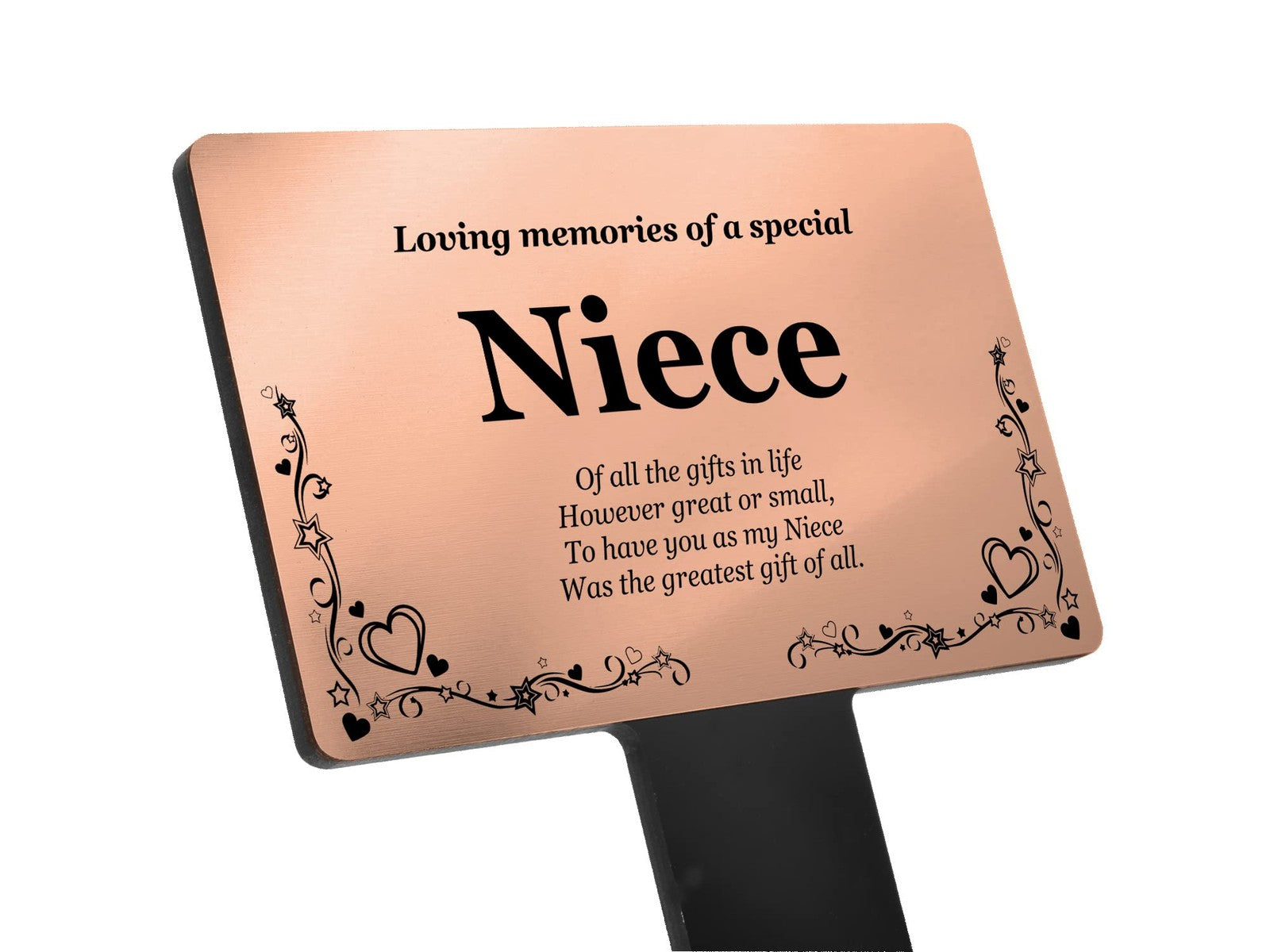 🟤 Copper “In Loving Memory Niece” Memorial Stake – Engraved Garden Tribute – by North By North East – Safety & Warning Signs
