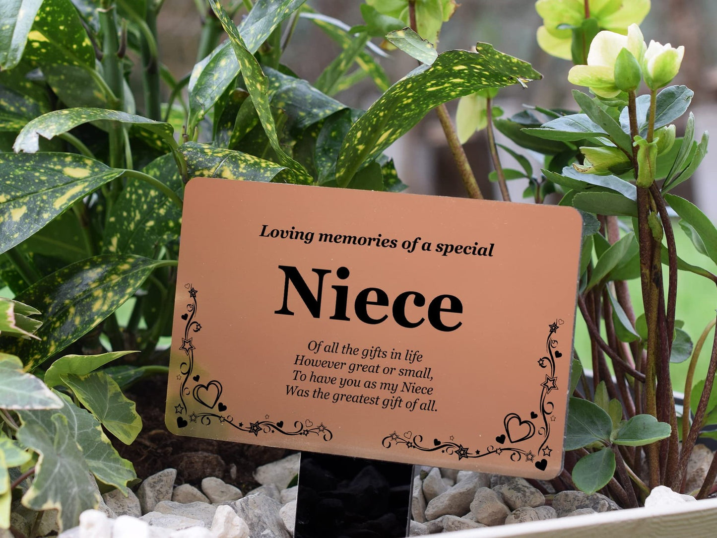 🟤 Copper “In Loving Memory Niece” Memorial Stake – Engraved Garden Tribute – by North By North East – Safety & Warning Signs