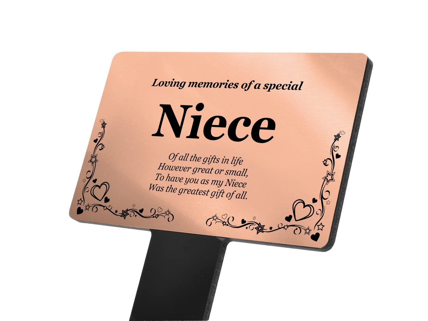 🟤 Copper “In Loving Memory Niece” Memorial Stake – Engraved Garden Tribute – by North By North East – Safety & Warning Signs