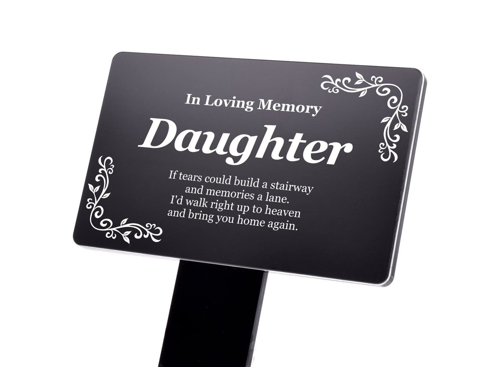 Black and White Daughter Memorial Stake, UK Made – by North By North East – Plaques & Nameplates