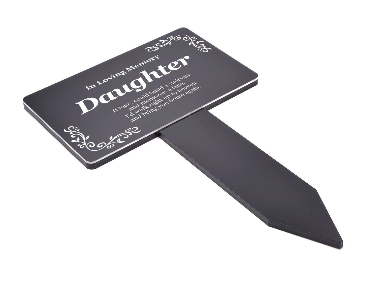 Black and White Daughter Memorial Stake, UK Made – by North By North East – Plaques & Nameplates