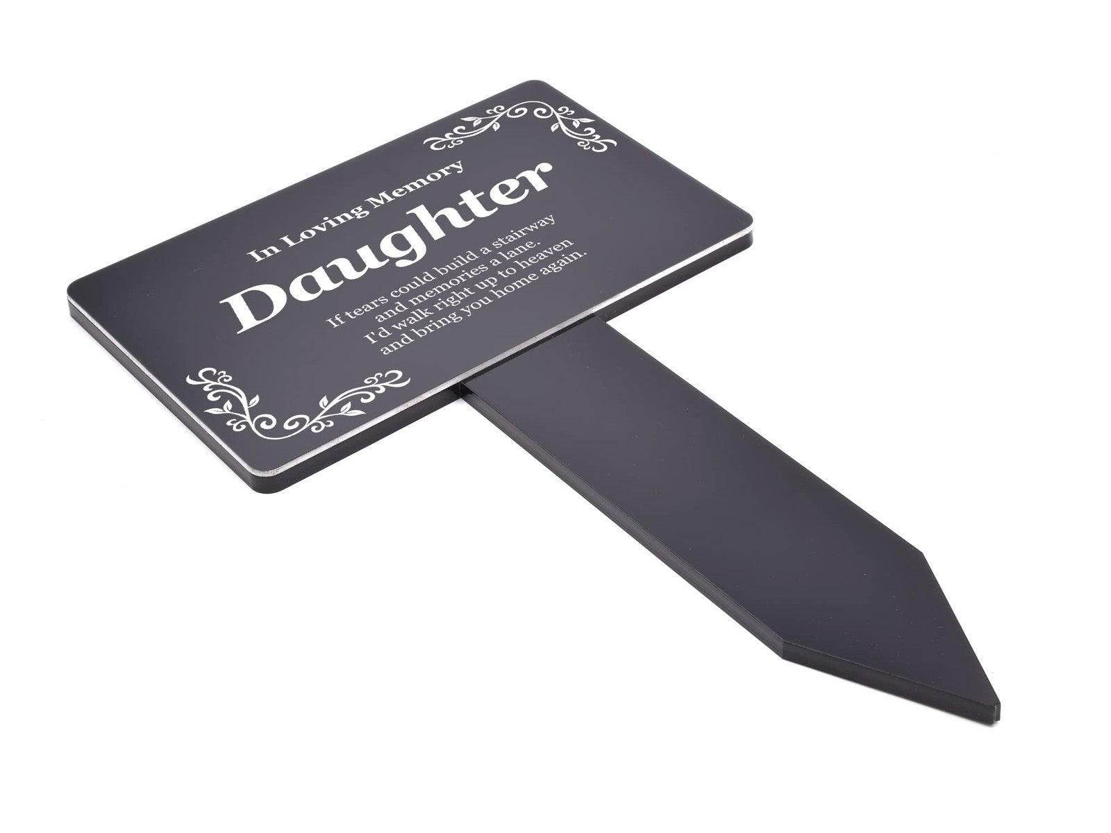 Black and White Daughter Memorial Stake, UK Made – by North By North East – Plaques & Nameplates